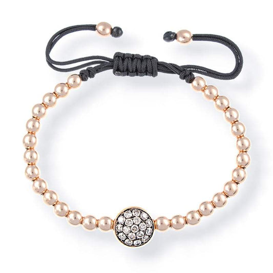 Pulsera de Macramé con Diamantes Marrón y Oro Rosa