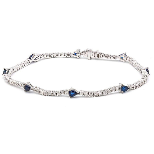 Pulsera riviere zafiros talla pera y diamantes