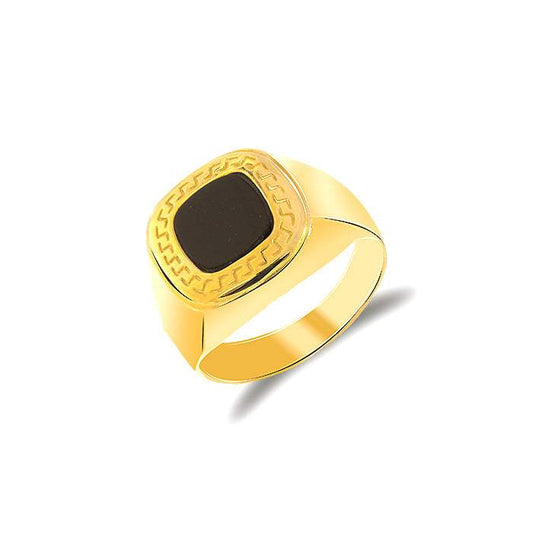 Sello Onix Greca oro Amarillo 18K