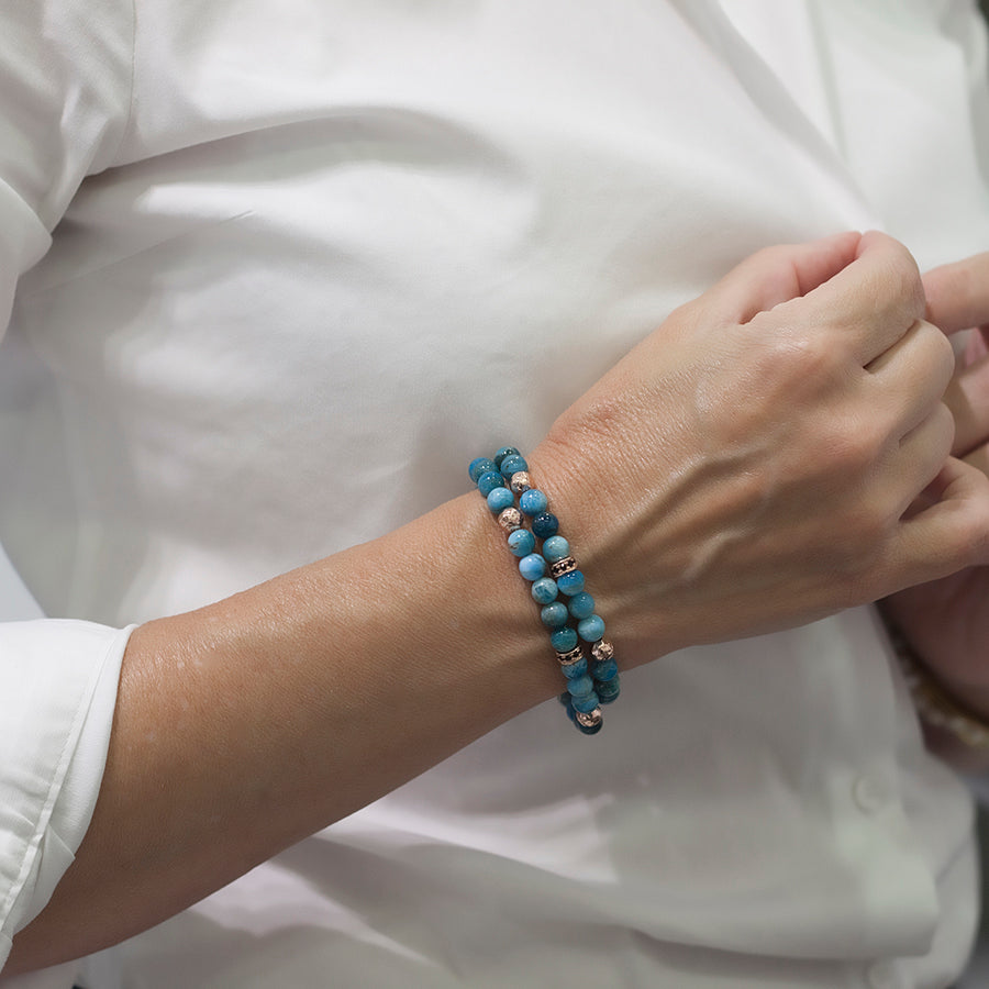 Double Blue Apatite Bracelet 17,5cms