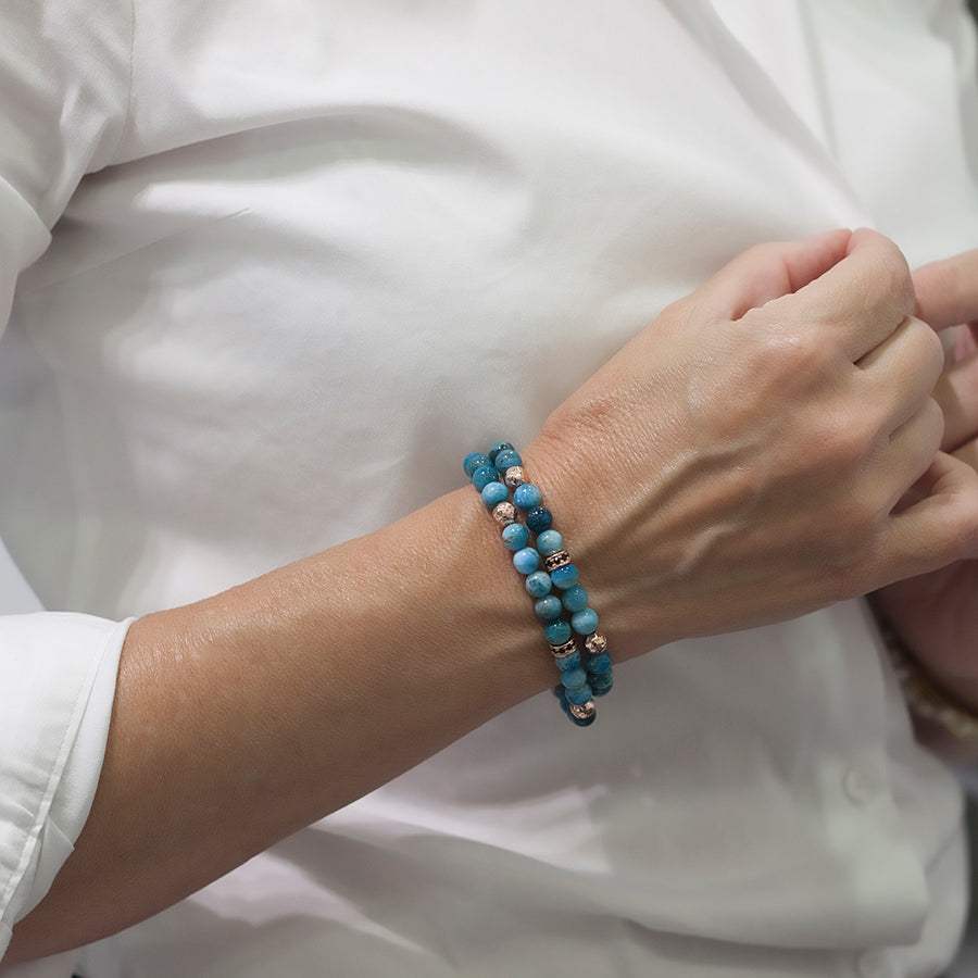 Double Bracelet With Blue Apatite 21cms