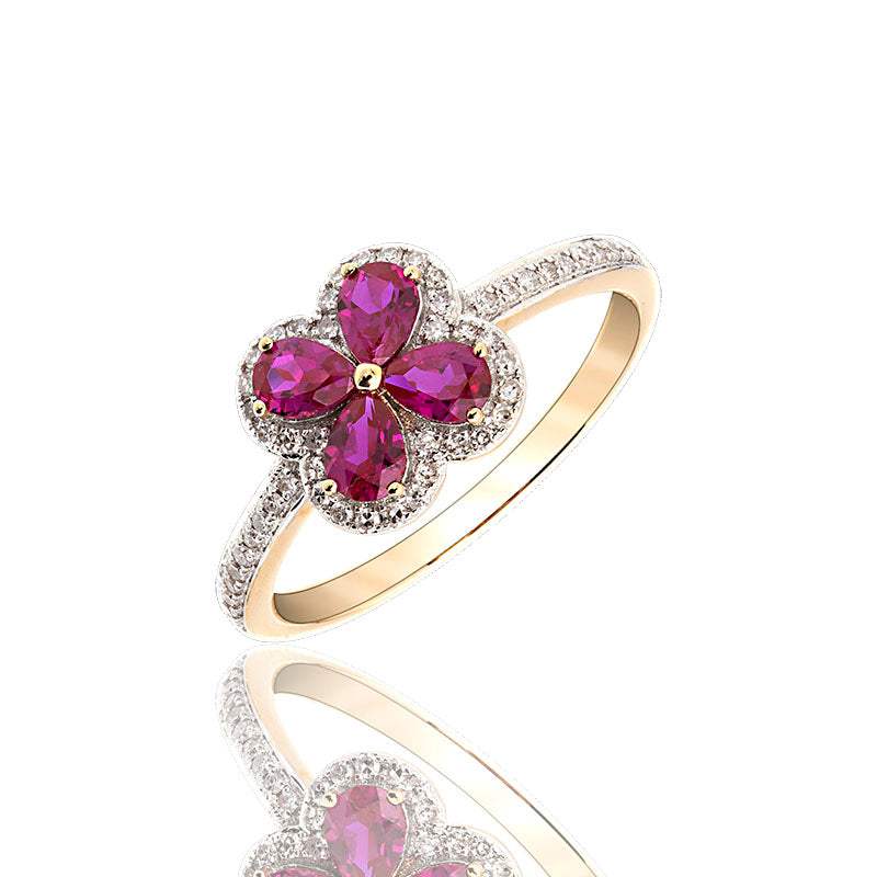 Anillo de Rubíes y Diamantes en Oro Rosa 18K